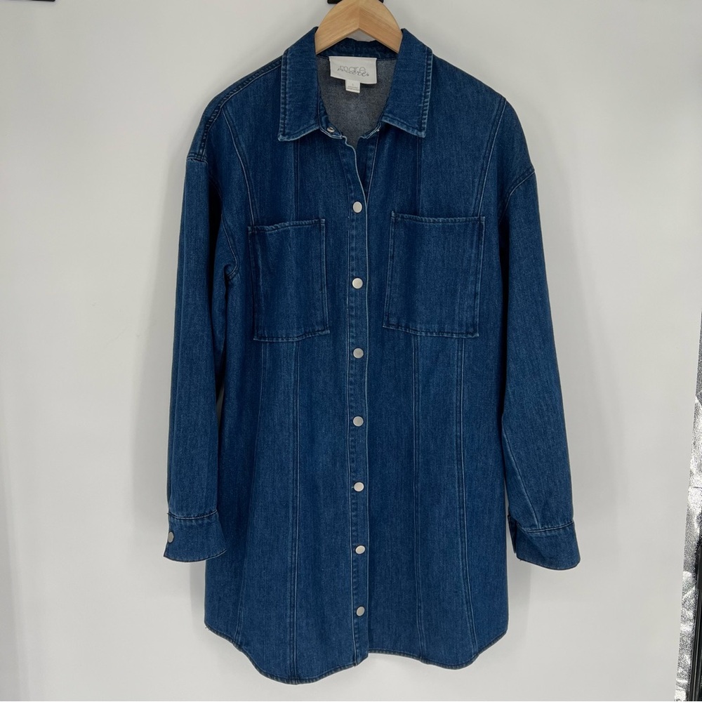 Anthropologie Mare‎ Mare Denim Button-Up Shirt Dress Large Long Sleeve - Picture 6 of 15